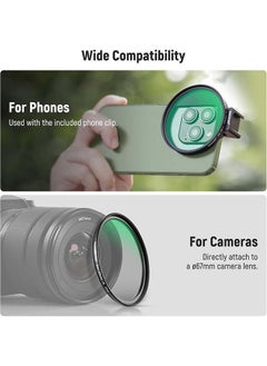 Neewer NEEWER 67mm 1/4 Black Diffusion Filter & Cold Shoe Phone Clip for Phone, Includes Carrying Pouch and Lens Cleaning Cloth, Compatible with Galaxy S24 Series iPhone 15 Pro Max 14 Pro Max 13 Pro Max  - Image 4