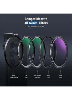 Neewer NEEWER 67mm 1/4 Black Diffusion Filter & Cold Shoe Phone Clip for Phone, Includes Carrying Pouch and Lens Cleaning Cloth, Compatible with Galaxy S24 Series iPhone 15 Pro Max 14 Pro Max 13 Pro Max  - Image 5