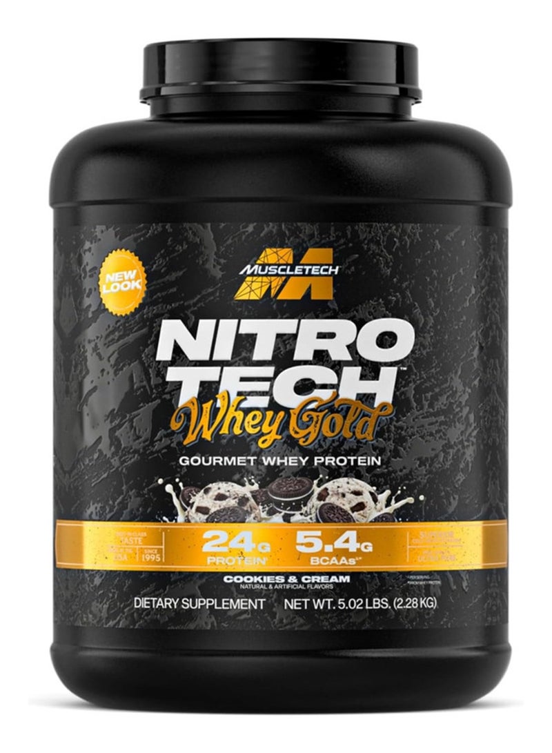 MuscleTech Nitro-Tech 100% Whey Gold Protein Powder, 24g Protein, 5.4g BCAAs, 4g Glutamine, Rapid Absorption, French Vanilla Creme, 2.27kg (5Lb), 69 Servings - Image 1