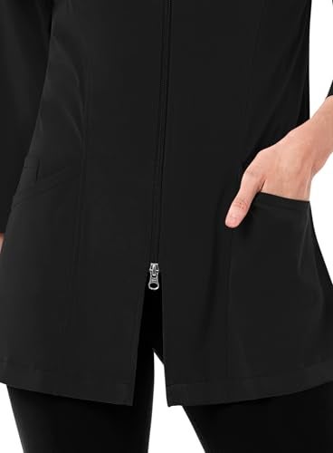 Maevn Smart Lab Coats - Ladies 3/4” Sleeve Lab Jacket (Large, Black) - Image 2