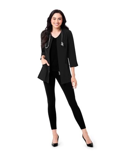 Maevn Smart Lab Coats - Ladies 3/4” Sleeve Lab Jacket (Large, Black) - Image 4