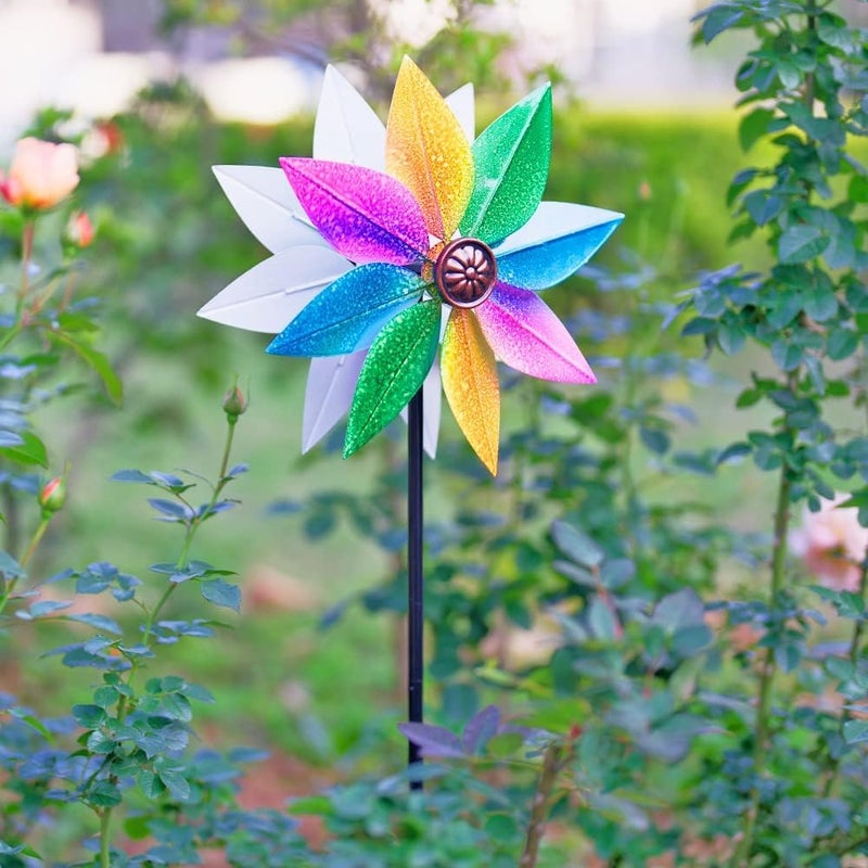 RAIDEN Wind Spinners for Yard and Garden, 37" Wind Spinner Metal Colorful Kinetic Sculpture Spinners for Outdoor Patio Yard Lawn Garden Decorations (Double Blade) - Image 3