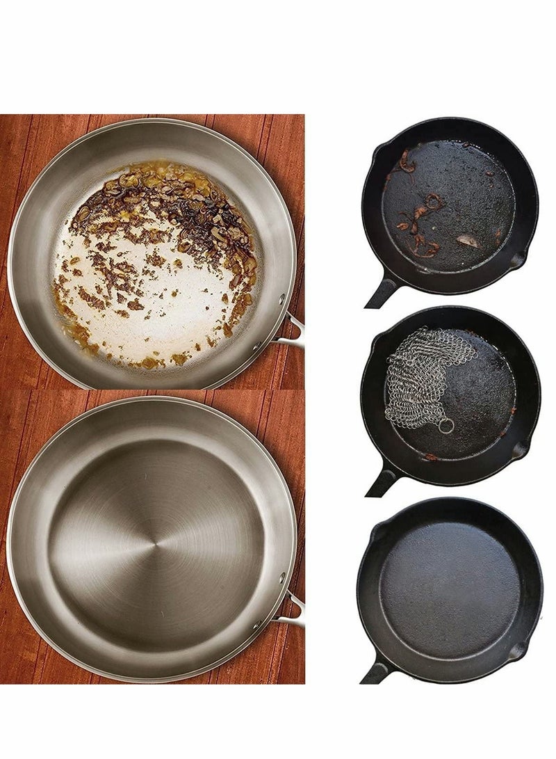 واي آند دي Stainless Steel Pot Wash Net 8"x 6", Can Clean Scrubber Pan Scraper Cookware Accessories, Dutch Ovens Plastic Skillet, Grill Brush Seasoning's Cleaning Tool  - Image 2