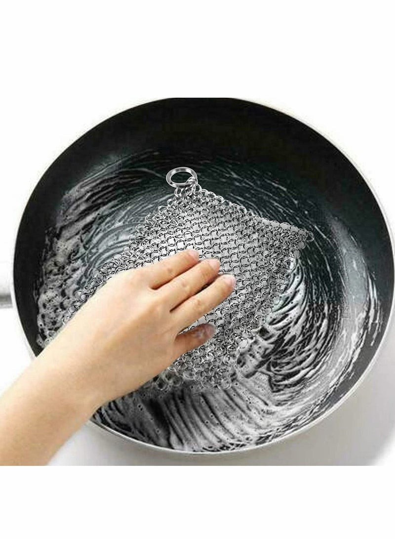 واي آند دي Stainless Steel Pot Wash Net 8"x 6", Can Clean Scrubber Pan Scraper Cookware Accessories, Dutch Ovens Plastic Skillet, Grill Brush Seasoning's Cleaning Tool  - Image 5