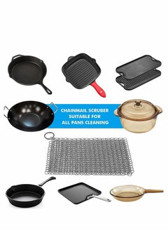 Y&D Stainless Steel Pot Wash Net 8"x 6" Can Clean Scrubber Pan Scraper Cookware Accessories Dutch Ovens Plastic Skillet Grill Brush Seasoning's Cleaning Tool  - Image 3