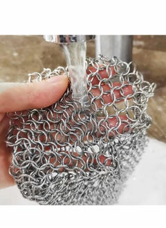 Y&D Stainless Steel Pot Wash Net 8"x 6" Can Clean Scrubber Pan Scraper Cookware Accessories Dutch Ovens Plastic Skillet Grill Brush Seasoning's Cleaning Tool  - Image 4