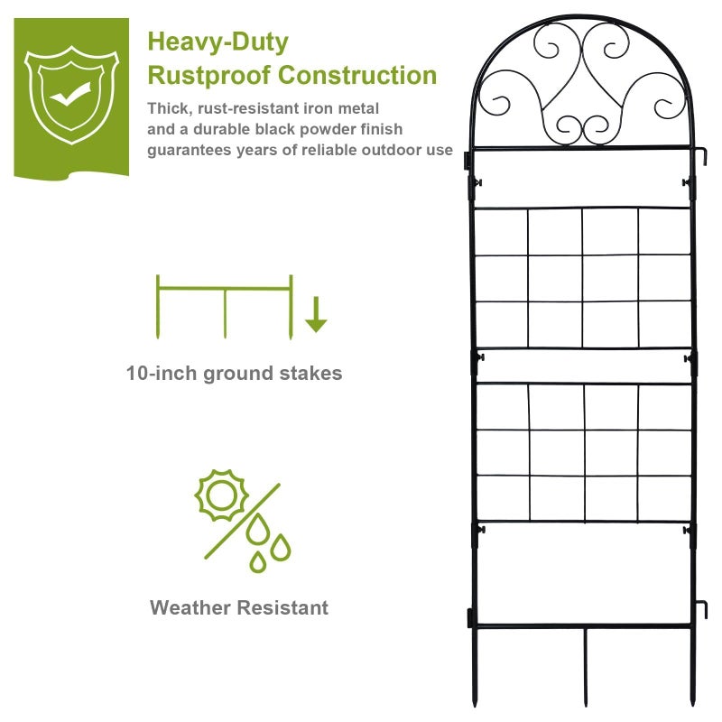 hogardeck 1PC 45x14 Inch Heavy Duty Metal Trellis - Black Rustproof Coated Outdoor Garden Support for Climbing Plants, Roses, Vegetables - Image 4