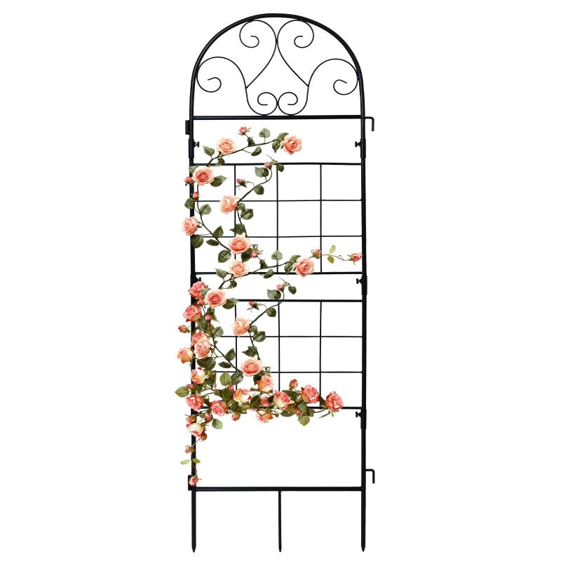 hogardeck 1PC 45x14 Inch Heavy Duty Metal Trellis - Black Rustproof Coated Outdoor Garden Support for Climbing Plants, Roses, Vegetables - Image 1