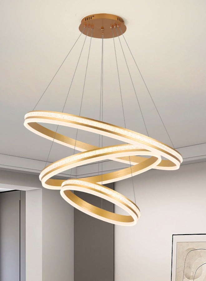 YATAI LIGHTING Circular Chandelier Living Room,Big Dia 80cm Triple-layers LED Gold Acrylic Modern 3 Ring Chandelier Light, Adjustable Color Temperature Chandelier 3 Lamp Ring  - Image 1