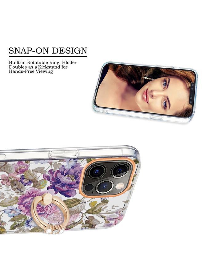 اس-توب جراب لهاتف iPhone 12 Pro Max Ring IMD Flowers TPU جراب هاتف - Image 3