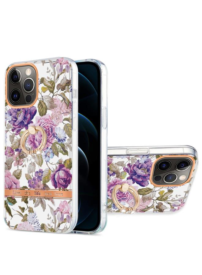 اس-توب جراب لهاتف iPhone 12 Pro Max Ring IMD Flowers TPU جراب هاتف - Image 1