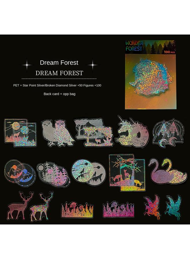 الأزرق جي دبليو 100 ملصق ليزر شفاف جديد PET الإبداعية DIY الرجعية ليزر دفتر ملصقات ثلاثية الأبعاد - Image 1