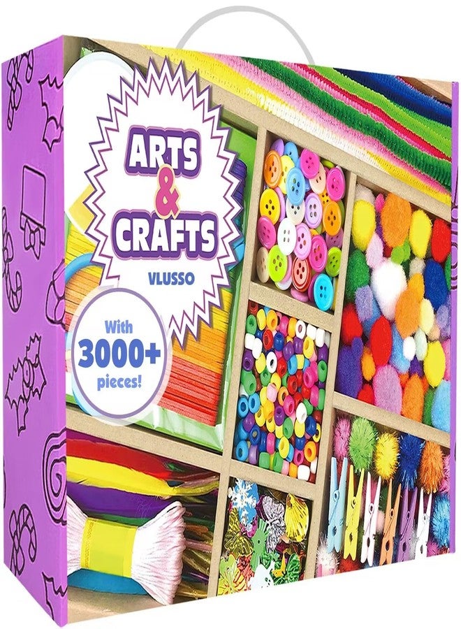 VLUSSO 3000Pcs DIY Arts and Crafts Supplies Kit for Kids - Kids Craft Kits Art Supplies Material Set with Pipe Cleaner All in 1 Crafts Activity Gifts Toys for Girls Boys Age 4-6, 6-8, 8-12 Years - Image 1