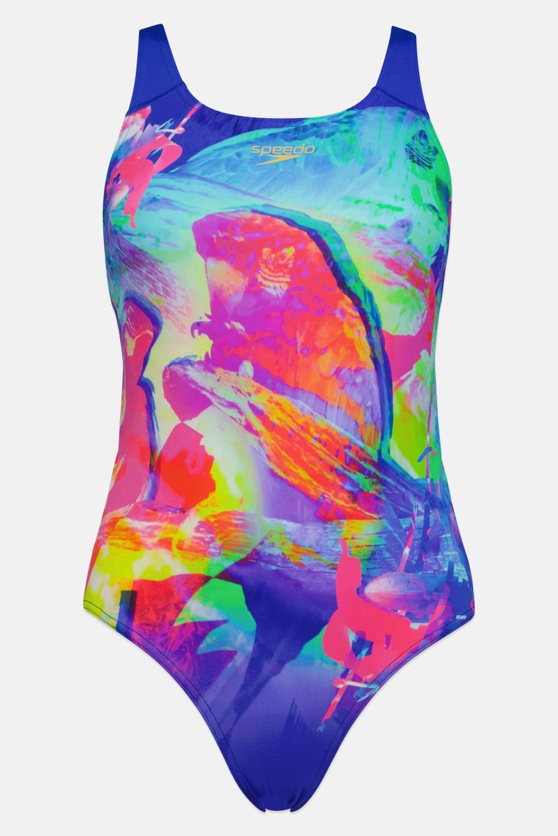 speedo Women Allover Print One Piece, Multicolor - Image 1