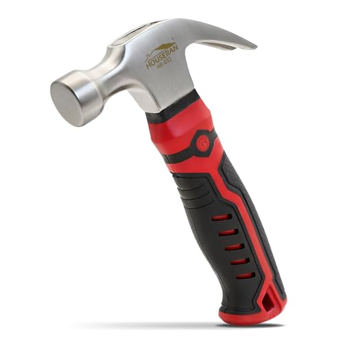 HOUSERAN Small Hammer 12oz Claw Hammers for Picture Hanging Martillos De Construccion Small Hammer for Women Suitable for Family Camping Stakes DIY Red x Black