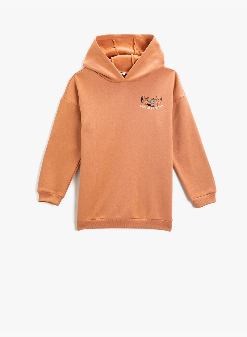 كوتون Cat Printed Hoodie Cotton