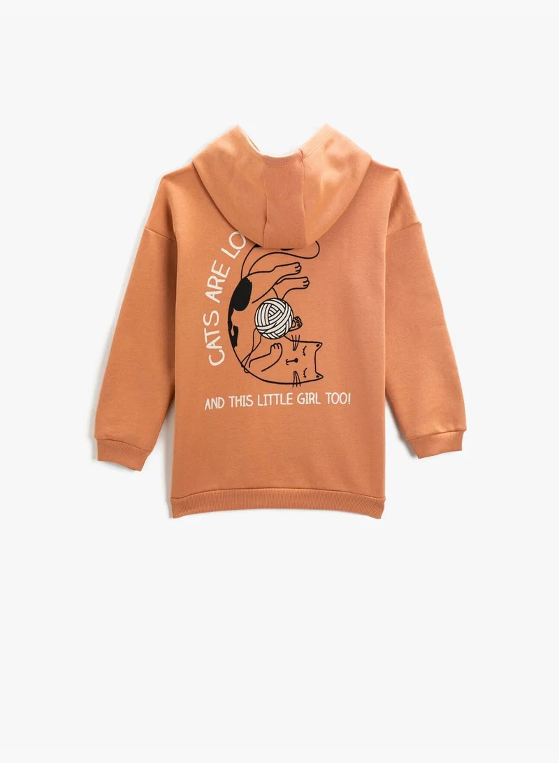 كوتون Cat Printed Hoodie Cotton