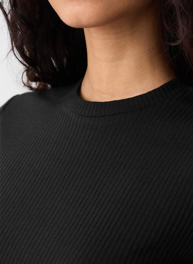 The Souled Store  The Souled Store Black Women Round Neck Solid Regular Fit T-Shirt  | Best Price UAE