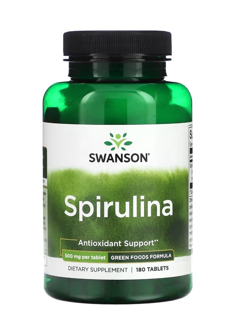 SWANSON Spirulina 500 mg 180 Tablets - Image 1