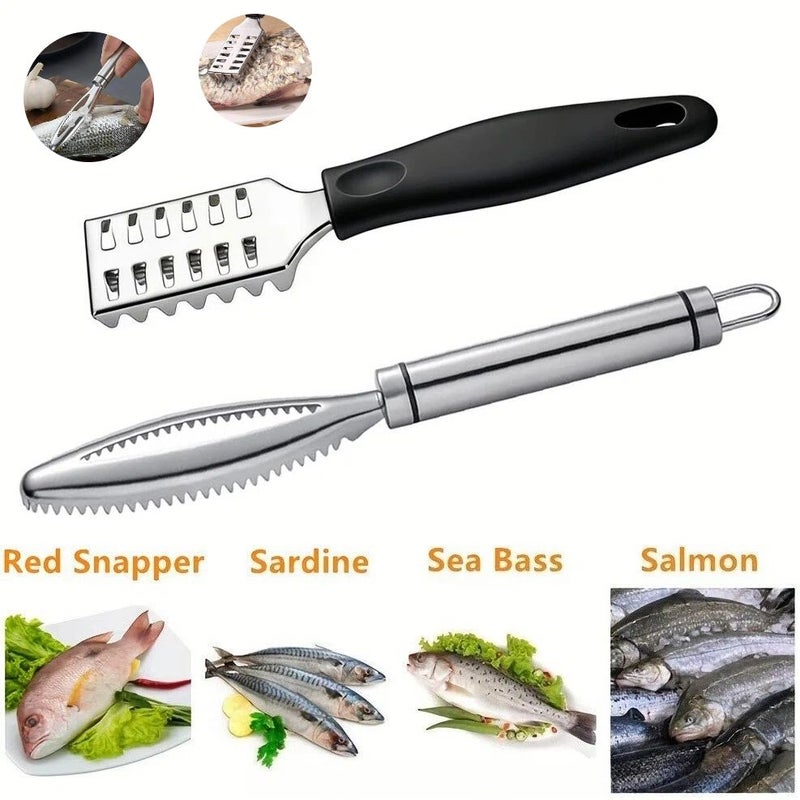 2pcs Stainless Steel Fish Scale Remover Brush For Multifunctional Kitchen Use - Image 1