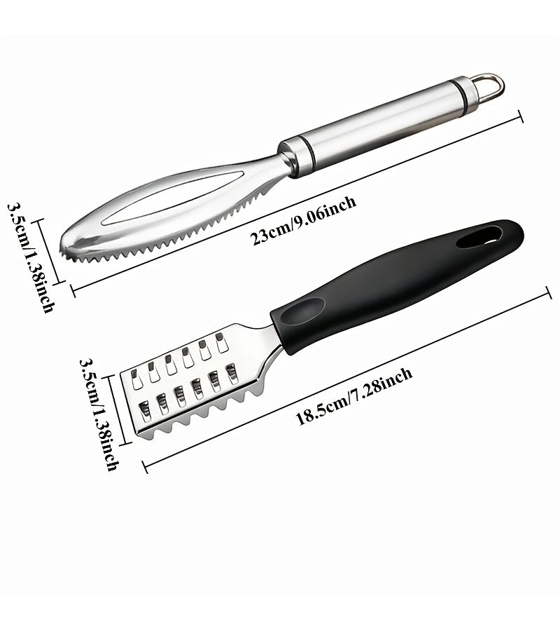 2pcs Stainless Steel Fish Scale Remover Brush For Multifunctional Kitchen Use - Image 3