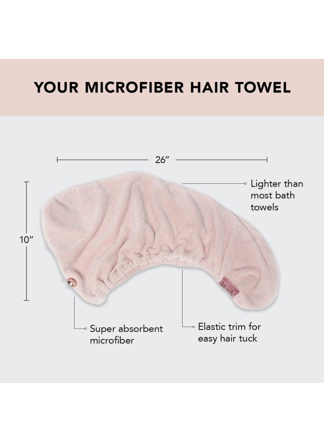 Kitsch Kitsch Microfiber Hair Towel Wrap for Women  Microfiber Towel Super Absorbent Quick Dry AntiFrizz  for Long and Short Hairs Turbans for Women Hair Wrap  Blush - Image 3
