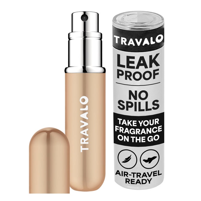 Travalo Classic HD Perfume Atomizer  LeakProof and TSA Approved for Air Travel  Reusable Airtight EasyFill Mini Pump Sprayer  Lightweight Elegant Design w Volume Window  Gold 017oz