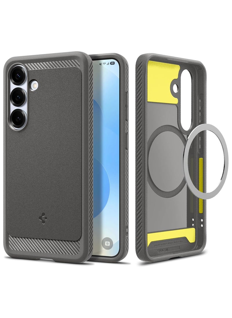 Spigen Rugged Armor MagFit Galaxy S25 Case Cover with MagSafe and Carbon Fiber Textures (2025) - Marble Gray  - Image 1