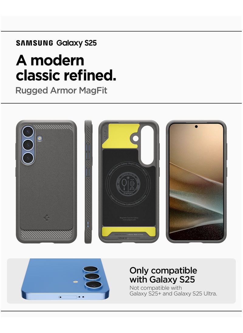 Spigen Rugged Armor MagFit Galaxy S25 Case Cover with MagSafe and Carbon Fiber Textures (2025) - Marble Gray  - Image 2