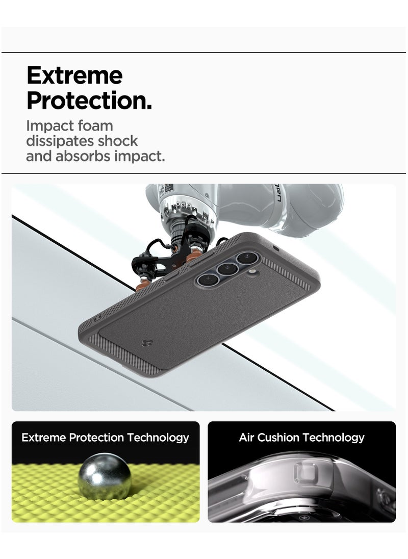 Spigen Rugged Armor MagFit Galaxy S25 Case Cover with MagSafe and Carbon Fiber Textures (2025) - Marble Gray  - Image 5