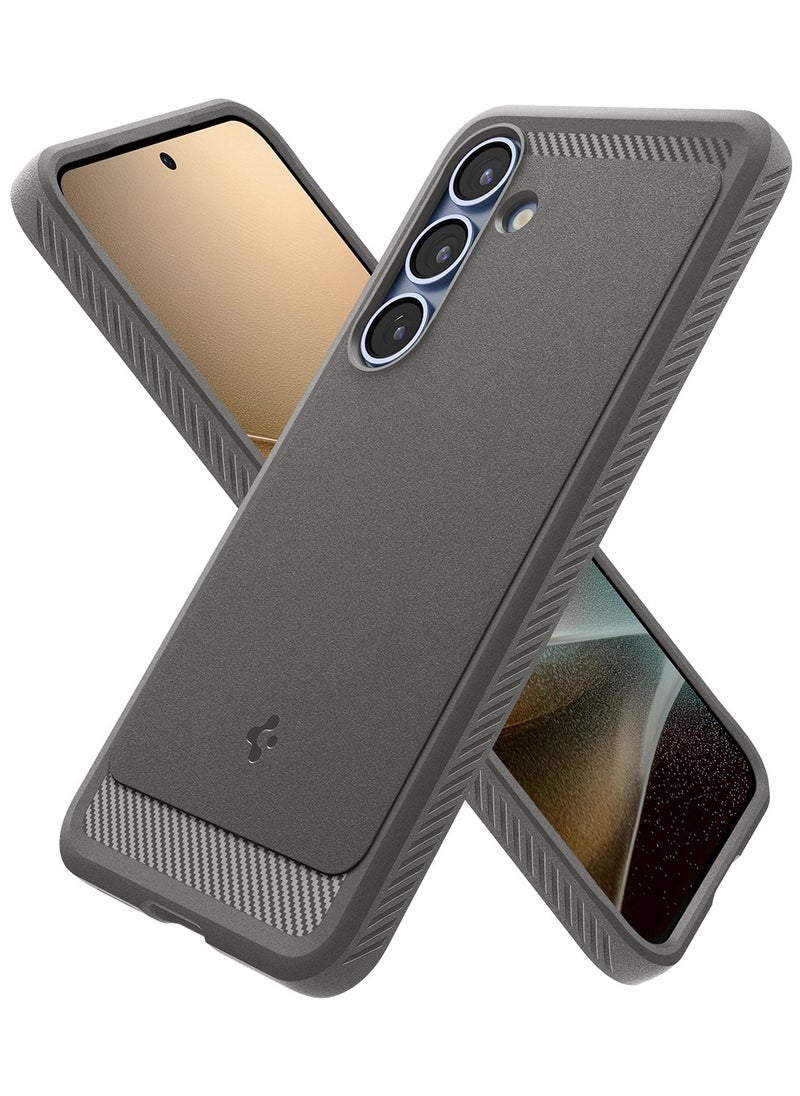 Rugged Armor MagFit Galaxy S25 Case Cover with MagSafe and Carbon Fiber Textures (2025) - Marble Gray