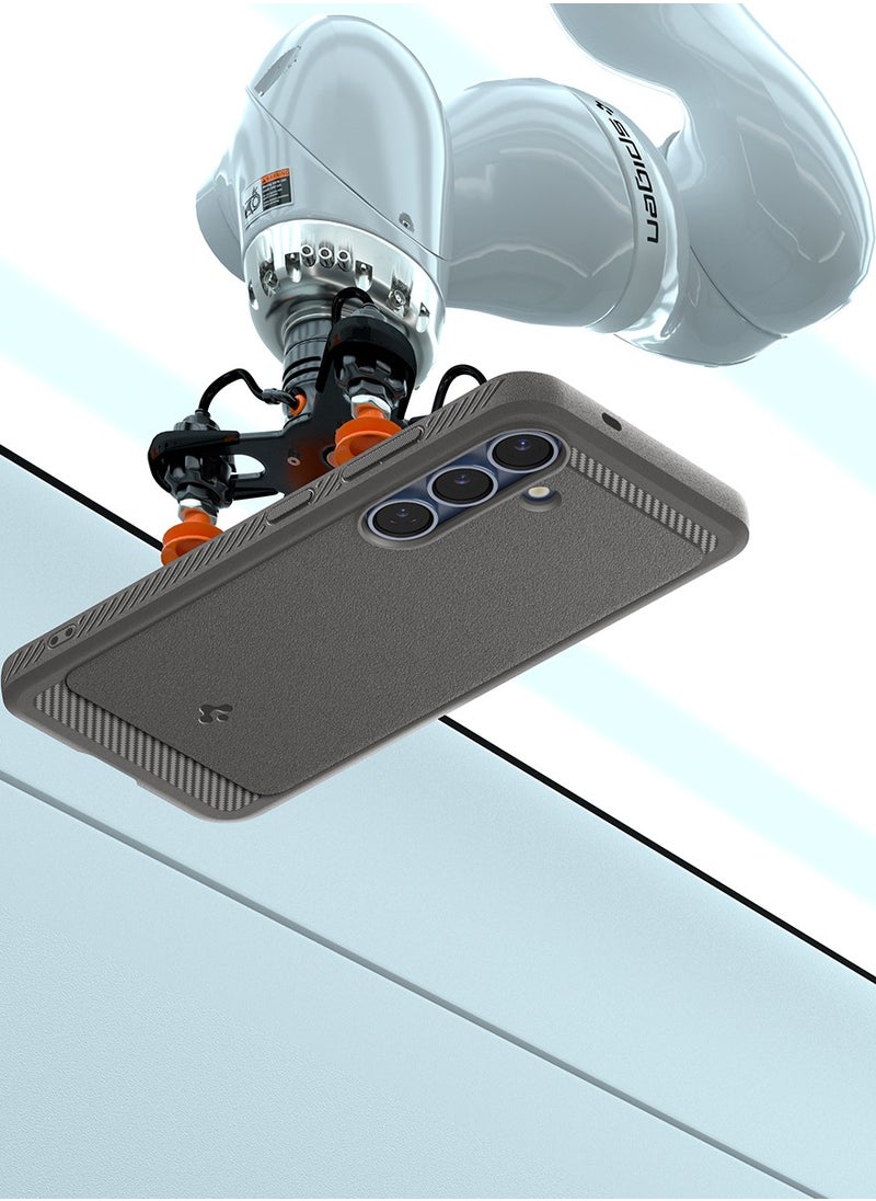 Rugged Armor MagFit Galaxy S25 Case Cover with MagSafe and Carbon Fiber Textures (2025) - Marble Gray