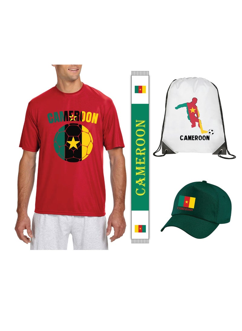 Generic - Cameroon Sports Dry Fit T-Shirt - Soccer Team Printed T-Shirts - Team Jersey T Shirts for Men and Women - Combo Pack - Image 1