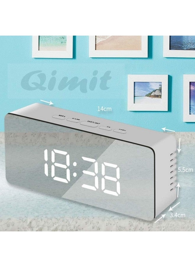 QIMIT Digital Alarm Clock Table Clock for Students, Home, Office, Corporate with Automatic Sensor, Date & Temperature-Black, Plastic, 14W x 8H Centimeters (1, Silver) - Image 4