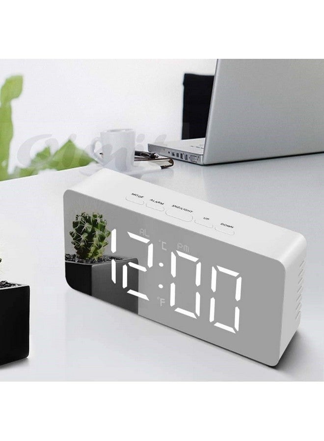 QIMIT Digital Alarm Clock Table Clock for Students, Home, Office, Corporate with Automatic Sensor, Date & Temperature-Black, Plastic, 14W x 8H Centimeters (1, Silver) - Image 1