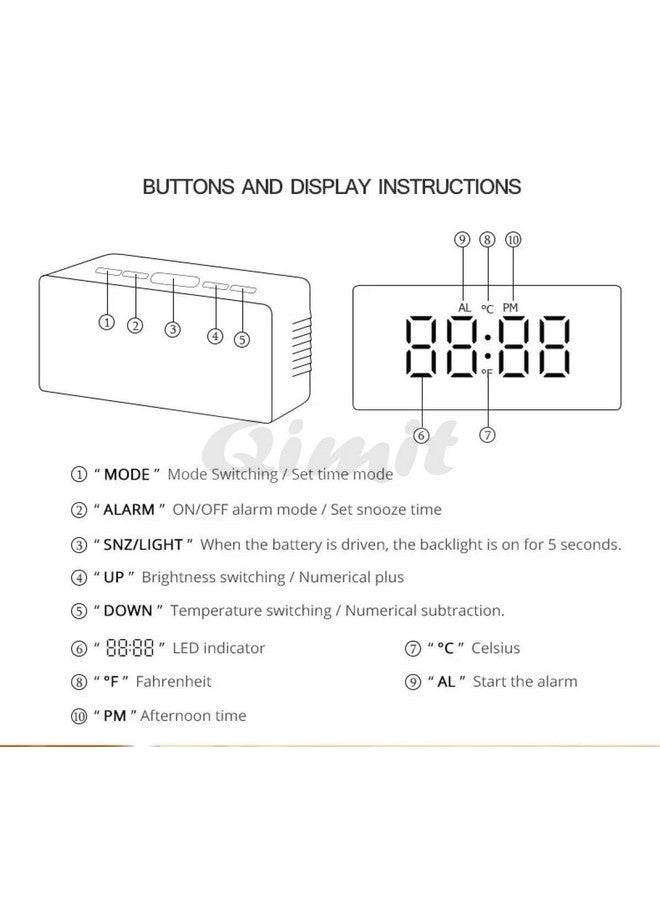 QIMIT Digital Alarm Clock Table Clock for Students, Home, Office, Corporate with Automatic Sensor, Date & Temperature-Black, Plastic, 14W x 8H Centimeters (1, Silver) - Image 2