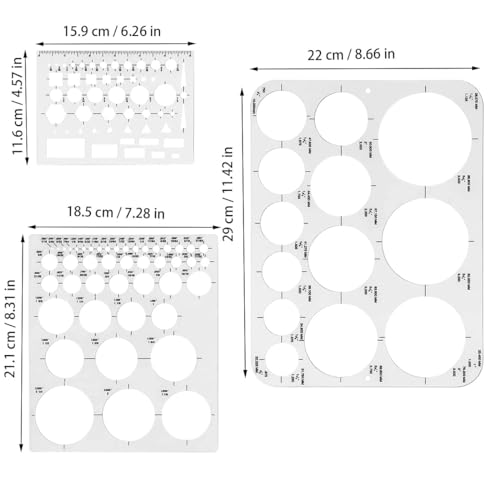 ZTEOFO Circle Templates for Drawing - 3 Pack Drafting Stencils Measuring Tools, Circle Stencil, Round Stencil, Drawing Aid - Image 2