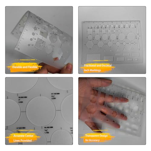 ZTEOFO Circle Templates for Drawing - 3 Pack Drafting Stencils Measuring Tools, Circle Stencil, Round Stencil, Drawing Aid - Image 3