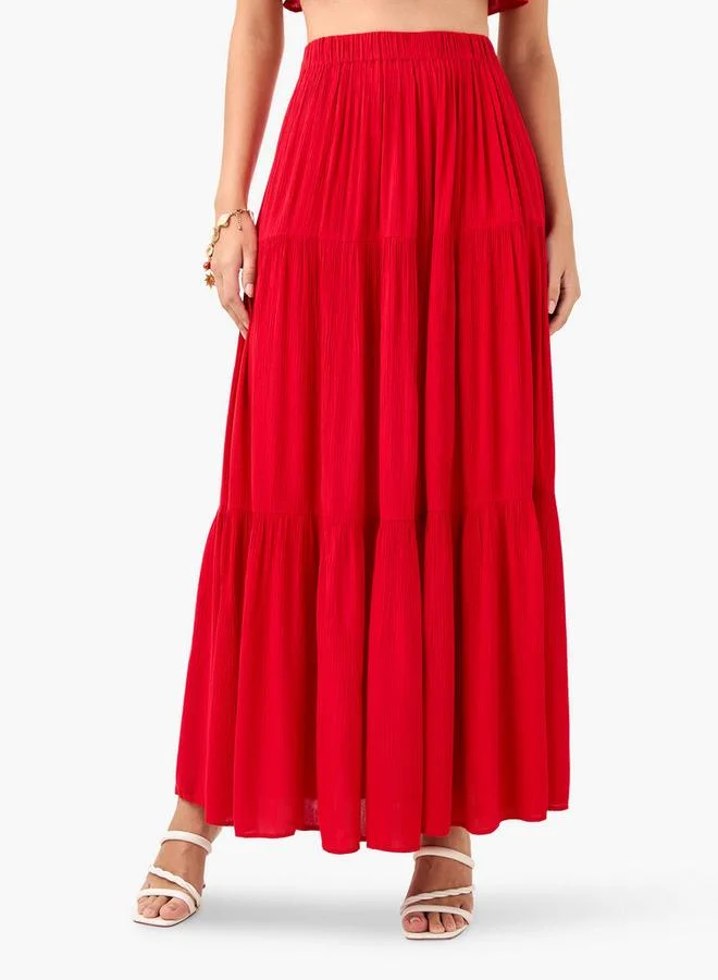 Splash FAV Ruffle Detail Sleeveless Beach Top and Tiered Skirt Set