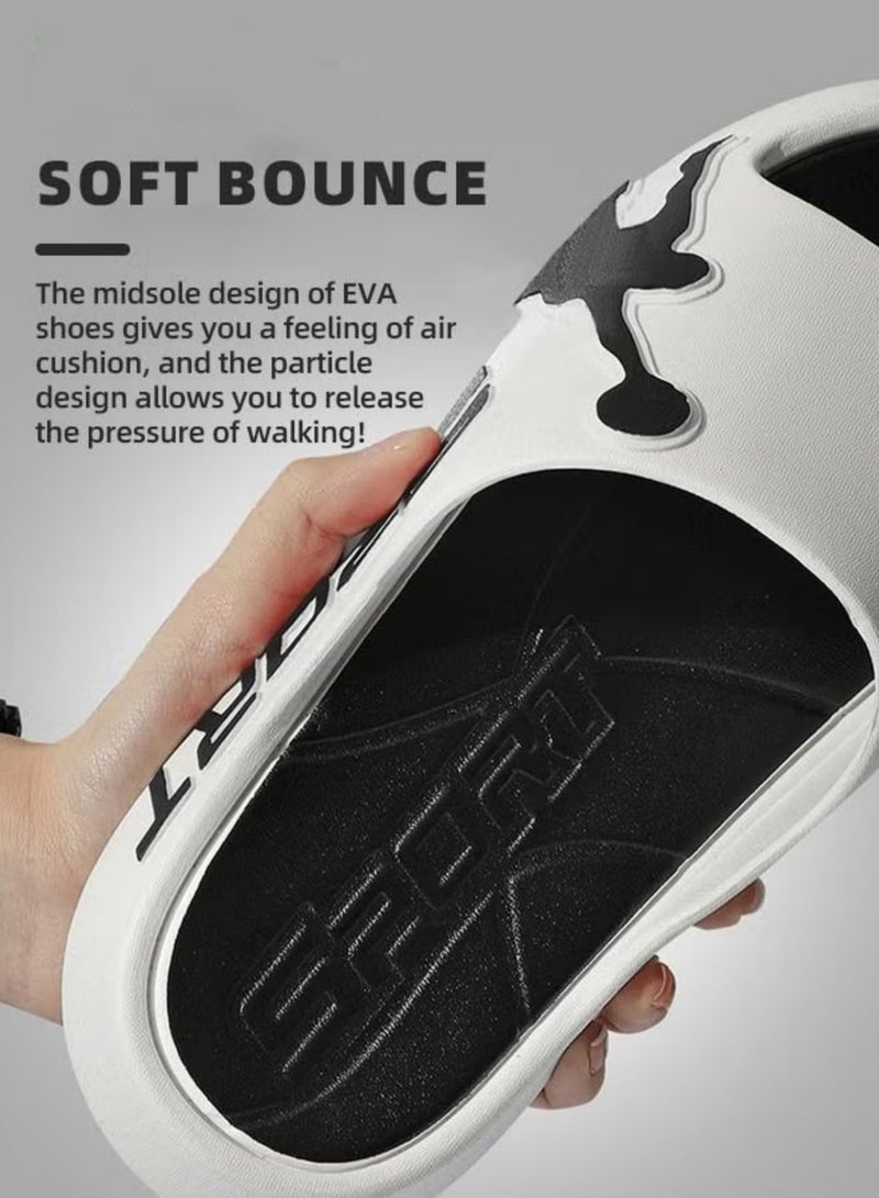 Rock Pow Pillow Slippers for Men Non Slip Quick Drying Shower Slides Bathroom Sandals Ultra Cushion Thick Sole Suitable for Indoor and Outdoor - Image 3