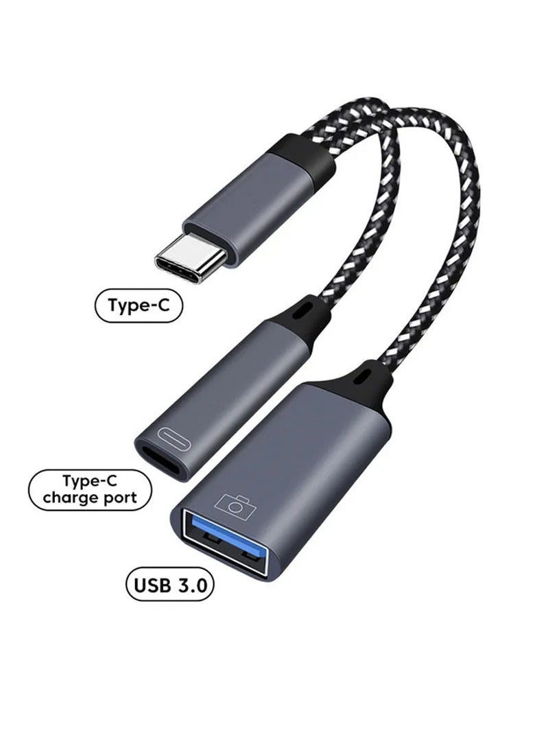 AROAQ - USB C OTG Cable Phone Adapter, 2 in 1 Type C to USB A Adapter With PD Charging Port, Durable And Stable Two Way Transfer USB 3.0 High Speed USB Type C Converter Adapter - Image 1