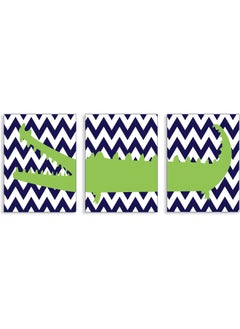 Stupell Industries Stupell Industries The Kids Room by Alligator On Navy Chevron 3-Pc Rectangle Wall Plaque Set  - Image 1