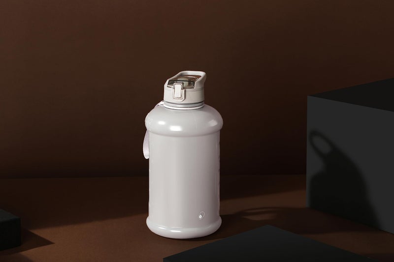 H2O Capsule INSPO Half Gallon Water Bottle with Time Marker and Straw Motivational Hydration Tracker Jug Big BPA-Free Food-Safe Leakproof Drinking Bottle Handle & Strap, Ash Gray - Image 3