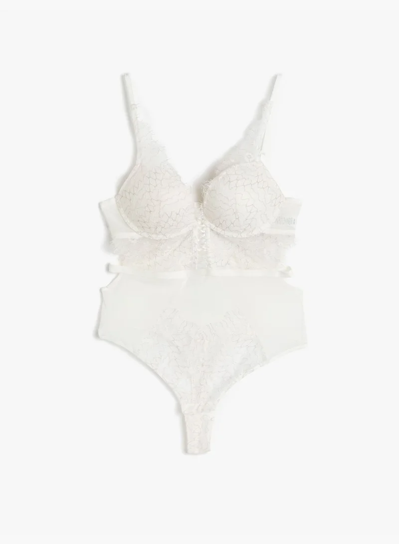 KOTON Lacy Underwired Bridal Bodysuit