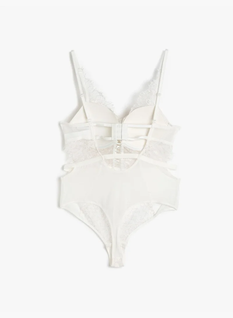KOTON Lacy Underwired Bridal Bodysuit