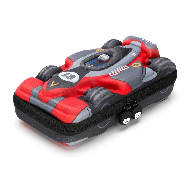 rockpapa Large-Capacity Race Car Pencil Case, Pencil Box, Storage Box for School Students Boys Teens Kids Toddlers Grey Red - Image 1