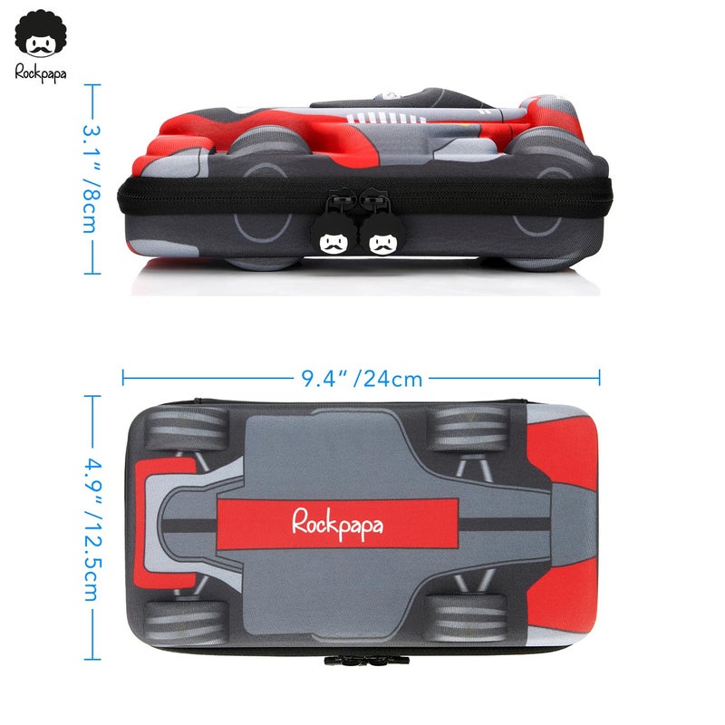 rockpapa Large-Capacity Race Car Pencil Case, Pencil Box, Storage Box for School Students Boys Teens Kids Toddlers Grey Red - Image 2