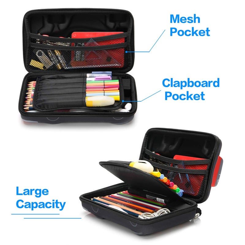 rockpapa Large-Capacity Race Car Pencil Case, Pencil Box, Storage Box for School Students Boys Teens Kids Toddlers Grey Red - Image 4