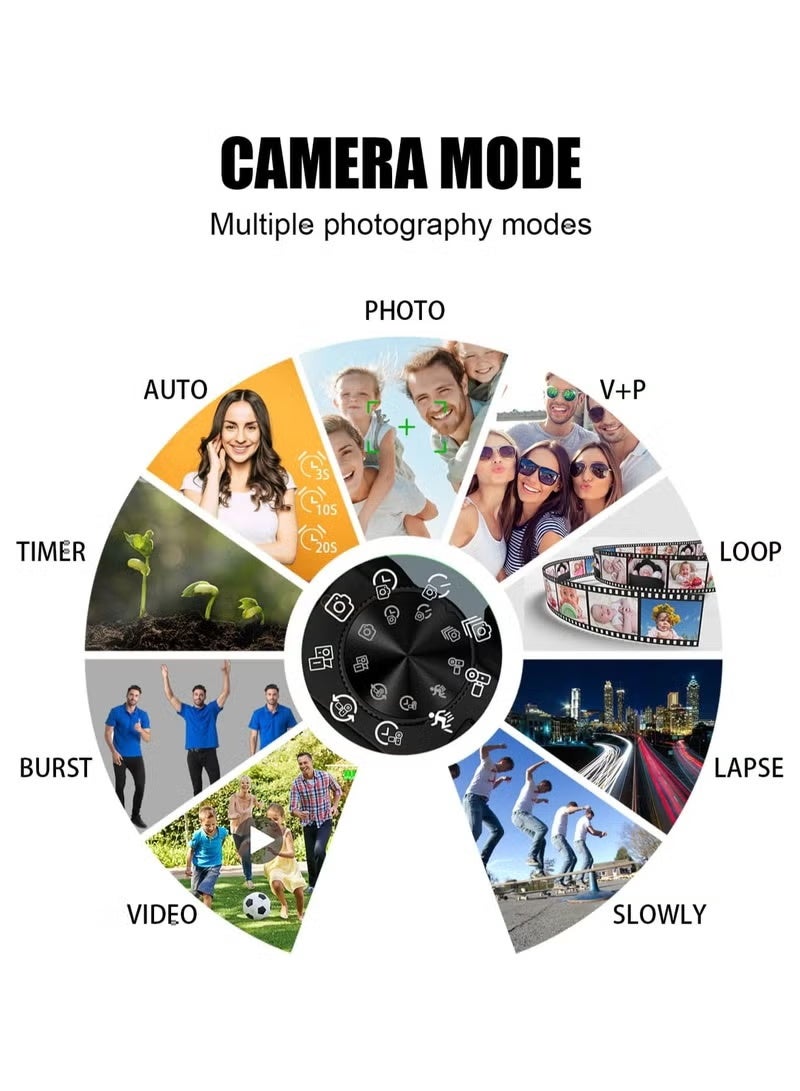 ZONBON Digital Camera, 5K Cameras Digital with 64GB SD Card, 75MP Digital Camera for Photography and Video, 18X Digital Zoom Digital Camera with 3'' Flip Screen, 5K Vlogging Camera, Compact Anti Shake Vlogging Camera for Gift - Image 4