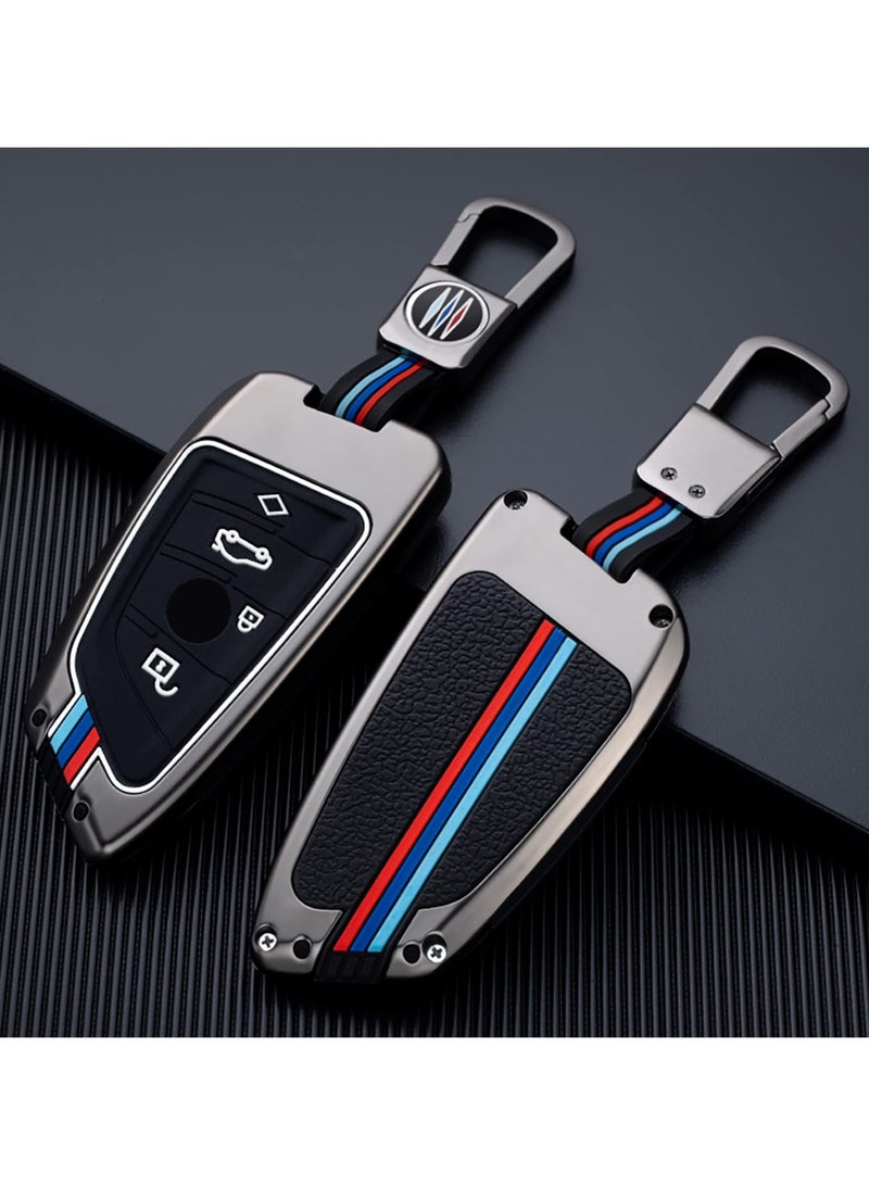 Generic Matte Cover for BMW Key Fob Case, Zinc Alloy and Silicon Key Holder Protector Compatible with BMW 1, 3, 4, 5, 6, 7 Series, X3, X4, M5, M6, GT3, GT5, Includes Key Chain - Image 1